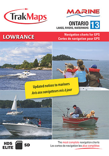 Marine Ontario chart for Lowrance GPS including detailed shorelines and  depths of lakes, rivers and waterways